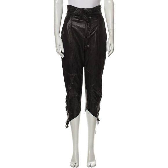 Marissa Webb Lamb Leather Straight Leg Pants Black - XS - Picture 1 of 3